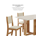 Ver imagem 5 de Conjunto Sala de Jantar Mesa Retangular 120x80cm 4 Cadeiras Estofadas Bege Mel/Blonde