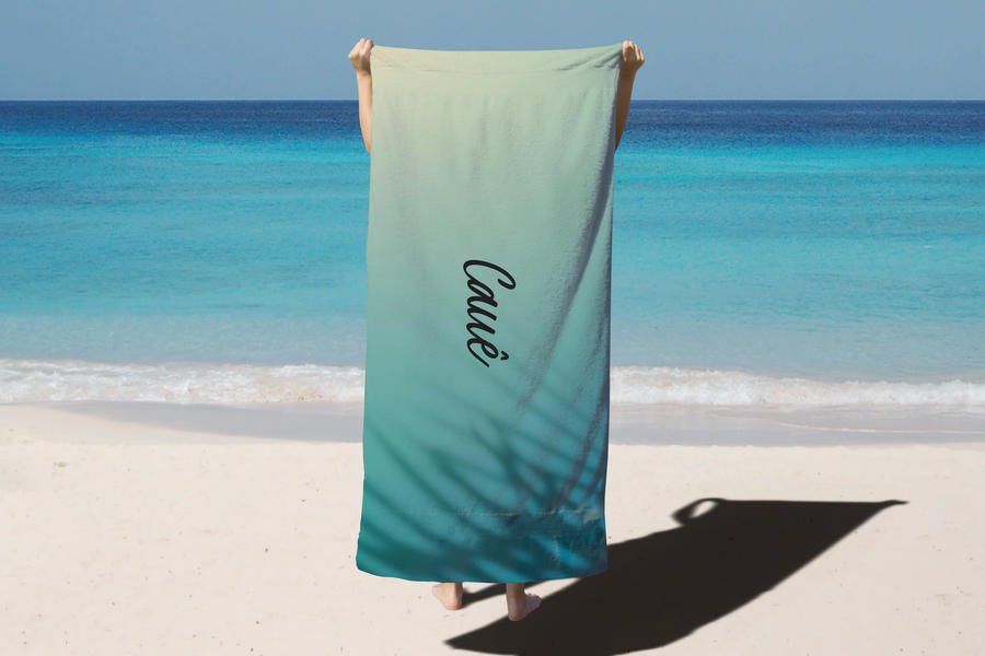Toalha de Banho Verão Praia Azul Sombra Personalizado Nome Cauê Deluzz DLZ007992 - 1