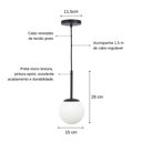 Ver imagem 3 de Pendente Jabuticaba /1 Globo de Vidro - Preto