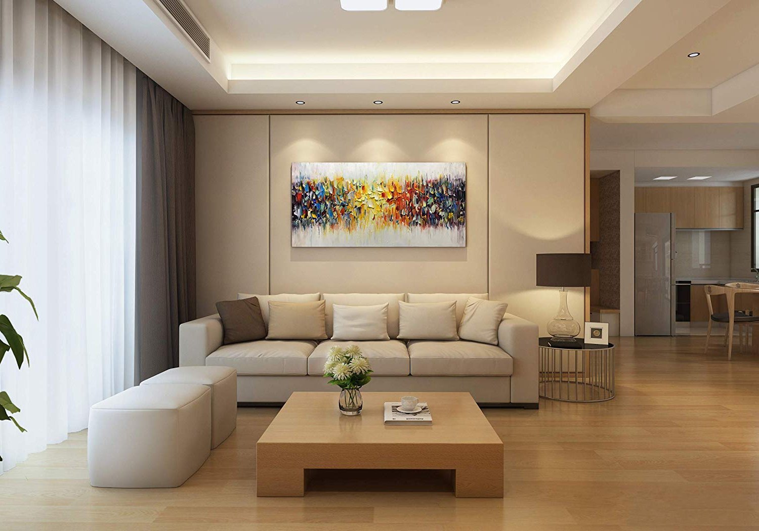 Quadro Pintura Tela colorida perfeita espessa óleo 5380: 80cm (A) x 160cm (L) - 1