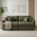 Ver imagem 1 de Sofá Cama 2 Lugares Retrátil Reclinável 180cm Linho com Molas Ensacadas Atena Yescasa Verde