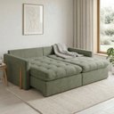 Ver imagem 2 de Sofá Cama 2 Lugares Retrátil Reclinável 180cm Linho com Molas Ensacadas Atena Yescasa Verde