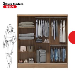 Guarda Roupa Casal 3 Portas Plata  - 4
