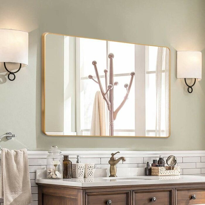 Espelho Grande Retangular Moldura Banheiro Quarto Sala 120x60 Cores:dourado - 5
