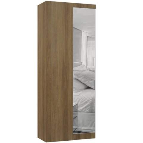 Guarda Roupa de Canto Reto Modulado 90cm 1 Porta com Espelho Paris Luciane Móveis