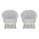 Ver imagem 2 de Kit 2 Poltronas Pétala Luxo com Pés Dourado para Lash Designer Veludo Cinza Bz Home Decor