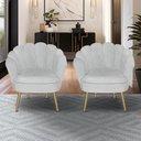 Ver imagem 1 de Kit 2 Poltronas Pétala Luxo com Pés Dourado para Lash Designer Veludo Cinza Bz Home Decor