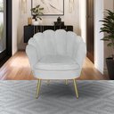 Ver imagem 4 de Kit 2 Poltronas Pétala Luxo com Pés Dourado para Lash Designer Veludo Cinza Bz Home Decor