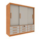 Ver imagem 2 de Guarda Roupa Casal 3 Portas 9 Gavetas 199cm Chicago Bege/Cinamomo/Off White
