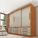 Ver imagem 1 de Guarda Roupa Casal 3 Portas 9 Gavetas 199cm Chicago Bege/Cinamomo/Off White