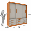 Ver imagem 3 de Guarda Roupa Casal 3 Portas 9 Gavetas 199cm Chicago Bege/Cinamomo/Off White