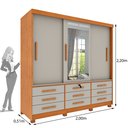 Ver imagem 3 de Guarda Roupa Casal com Espelho e Pés 3 Portas 9 Gavetas 199cm Chicago Bege/Cinamomo/Off White