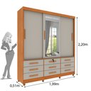 Ver imagem 4 de Guarda Roupa Casal com Espelho e pés 3 Portas 9 Gavetas 199cm Chicago  