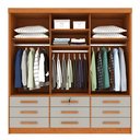 Ver imagem 6 de Guarda Roupa Casal com Espelho e Pés 3 Portas 9 Gavetas 199cm Chicago Bege/Cinamomo/Off White