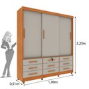 Ver imagem 3 de Guarda Roupa Casal com pés 3 Portas de Correr 9 Gavetas 199cm Chicago