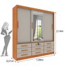 Guarda Roupa Casal com Espelho 3 Portas de Correr 9 Gavetas 199cm Chicago   - 3