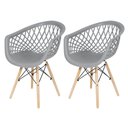 Ver imagem 1 de Kit 2 Cadeiras Web Dsw Ergonômica Apoio de Braço Base Madeira Sala Cozinha Jantar - Lamobilia