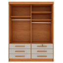 Ver imagem 4 de Guarda Roupa Solteiro 2 Portas 6 Gavetas 133cm Chicago Bege/Cinamomo/Off White