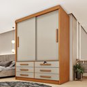 Ver imagem 1 de Guarda Roupa Solteiro 2 Portas 6 Gavetas 133cm Chicago Bege/Cinamomo/Off White