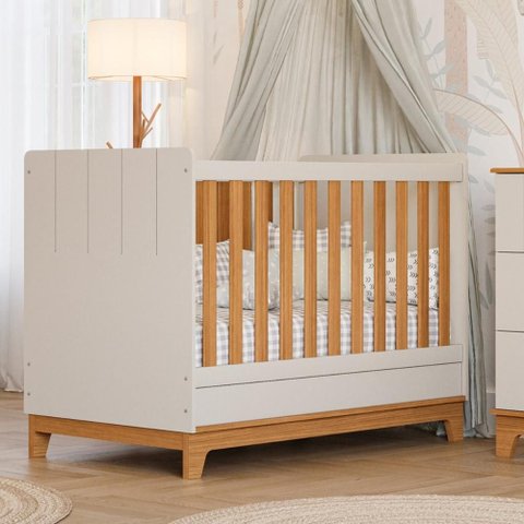 Berço Americano 2 em 1 100% MDF para Colchão 130x70cm Multimóveis Crper-BER002 Off White/