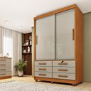 Ver imagem 1 de Guarda Roupa Solteiro com pés 2 Portas 6 Gavetas 133cm Chicago  