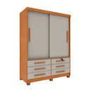 Ver imagem 2 de Guarda Roupa Solteiro com Pés 2 Portas 6 Gavetas 133cm Chicago Bege/Cinamomo/Off White
