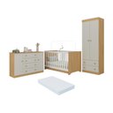 Ver imagem 1 de Quarto de Bebê Completo Berço Americano 3x1 Colchão Encanto Multimóveis Mp4609 Madeirado/off