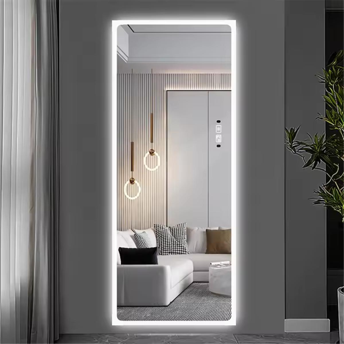 Espelho Grande Corpo Inteiro Lapidado Retangular Decorativo 150x40cm Luxo com Led Fria 6500k