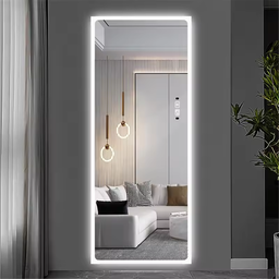 Espelho Grande Corpo Inteiro Lapidado Retangular Decorativo 150x40cm Luxo com Led Fria 6500k - 1