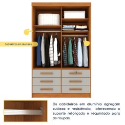 Guarda Roupa Solteiro com Espelho 2 Portas 6 Gavetas 133cm Chicago   - 3