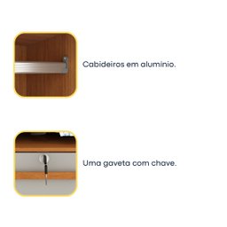 Guarda Roupa Solteiro com Espelho 2 Portas 6 Gavetas 133cm Chicago   - 11