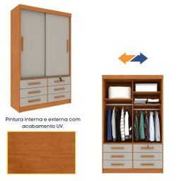 Guarda Roupa Solteiro com Espelho 2 Portas 6 Gavetas 133cm Chicago   - 10
