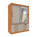 Ver imagem 2 de Guarda Roupa Solteiro com Espelho 2 Portas 6 Gavetas 133cm Chicago Bege/Cinamomo/Off White