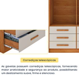Guarda Roupa Solteiro com Espelho 2 Portas 6 Gavetas 133cm Chicago   - 5