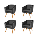 Ver imagem 1 de Kit 4 Poltronas Decorativa Valentina Sala Recepção Escritório Corino Preto