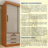 Guarda Roupa Solteiro com Espelho e pés 2 Portas 6 Gavetas 133cm Chicago   - 12