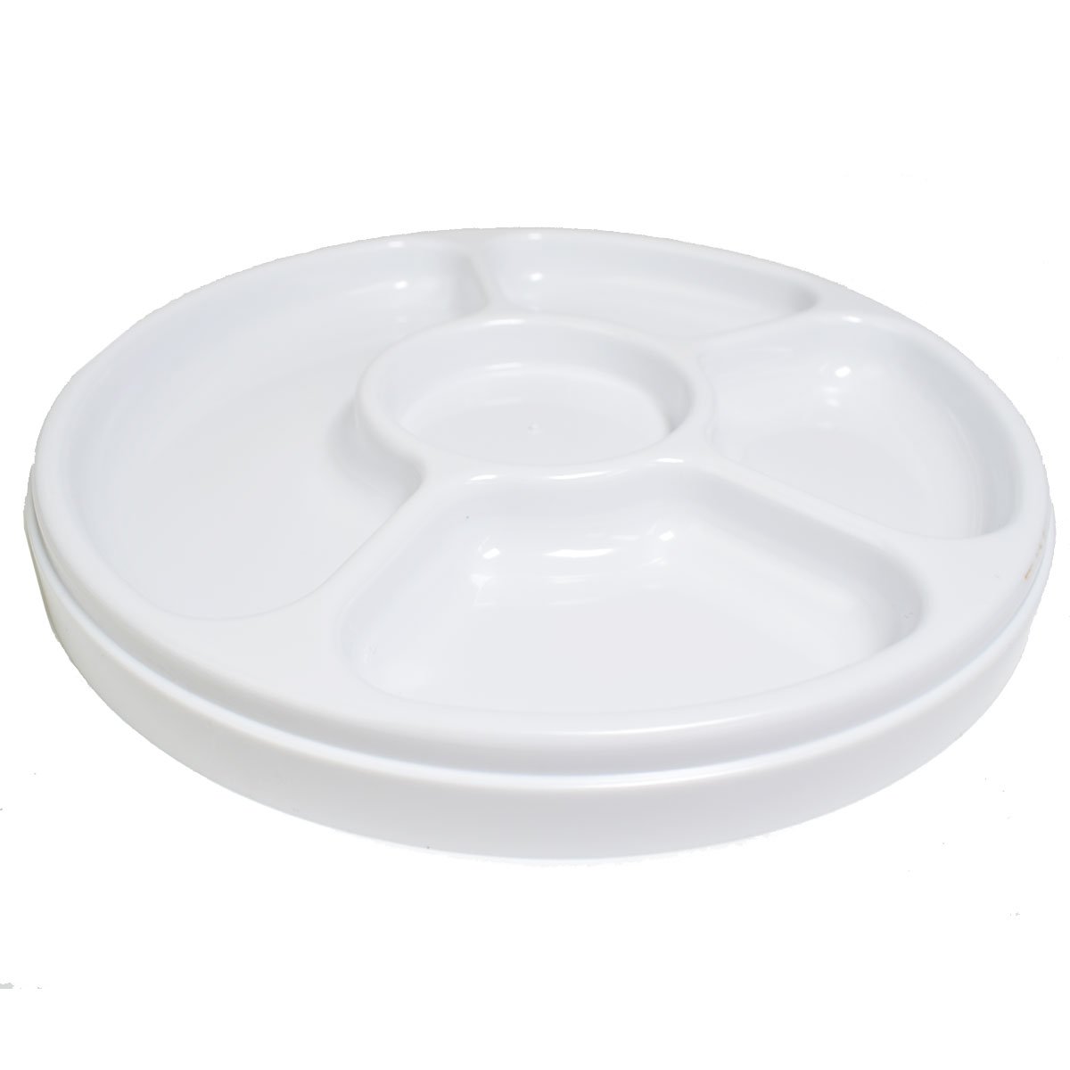 Petisqueira com tampa 25,5cm 5 divisórias de plástico Branca - 2