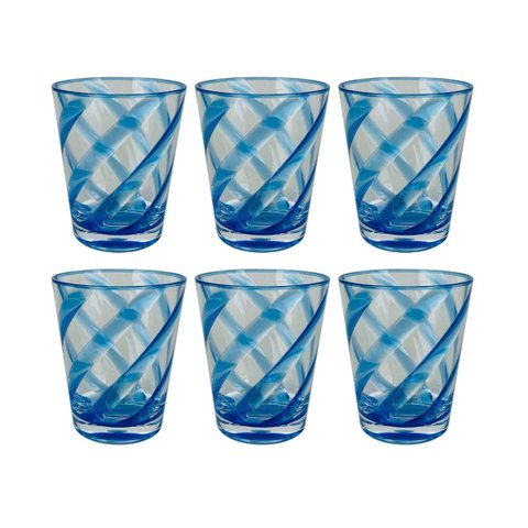 Conjunto 6 Copos em Acrílico com Detalhes Espirais Azul 400ml Rjw0030 Btc