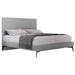 Cama Casal King com Cabeceira 199cm Pés Metálicos Elisa S05 Linho Cinza - Mpozenato - 1
