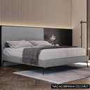 Ver imagem 2 de Cama Casal King com Cabeceira 199cm Pés Metálicos Elisa S05 Linho Cinza - Mpozenato