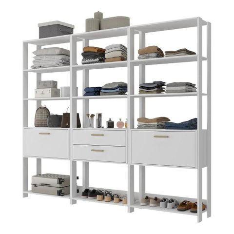 Guarda-roupa Closet Modulado Texas 2 Portas 2 Gavetas 219cm Multimóveis Mp4793 Branco
