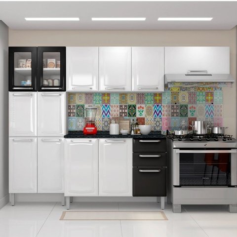 Cozinha Completa Modulada 4 Peças 13 Portas 2 Gavetas Tarsila Itatiaia Branco/Neve