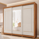 Ver imagem 1 de Guarda-Roupa Casal Serena 3 Portas de Correr 4 Gavetas com Espelhos e Pés 100 MDF Pm Home