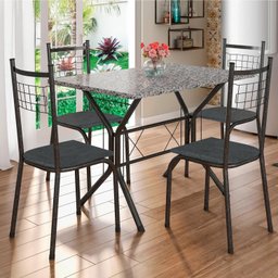 Conjunto Mesa Brasília 110cm 4 Cadeiras New Lisboa  - 1