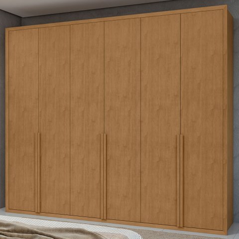 Guarda-roupa Casal Unique 6 Portas 5 Gavetas Amêndoa Clean - Móveis Lopas