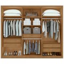 Ver imagem 3 de Guarda-roupa Casal Unique 6 Portas 5 Gavetas Amêndoa Clean - Móveis Lopas