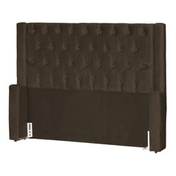 Conjunto Cabeceira Baú Emma Veludo Cores - DS Estofados - Solteiro - Marrom - 2