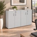 Ver imagem 1 de Armário Médio para Escritório 1,60 m com 4 Portas, Chave e 3 Prateleiras F5 Office Cor:Cinza