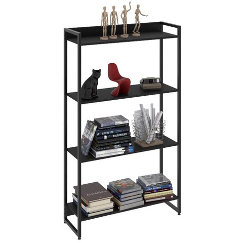 Estante Livreiro Multiuso Dynamica Industrial 80cm 4 Prateleiras C08 Preto Ônix - Mpozenato