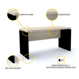 MESA P/ ESCRITÓRIO 120X60 PANDIN PE40 - NOGUEIRA M1200PE40 - 3